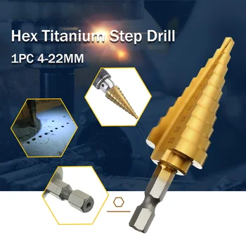 1buc Hex Titan Pas Con Burghiu de 4-22MM Gaura de Tăiere HSS Pentru Foaie de prelucrare a Metalelor din Lemn de Foraj de Înaltă Calitate Unelte pentru prelucrarea Lemnului 5