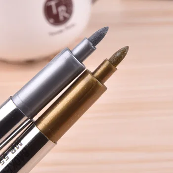 2 buc DIY Metalic rezistent la apa Permanent Marker Vopsea Stilouri de Aur, Argint Pentru Desen Elevii Consumabile Marker Meșteșuguri Pen