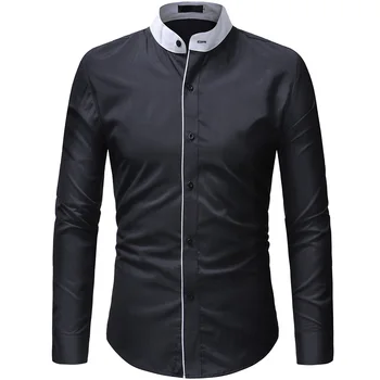 2018 toamna anului Nou Fierbinte de vânzare Tricouri Barbati Brand de Moda Slim fit culoare Solidă Tricou Masculin Mâneci Lungi Tricou Casual Camisa Masculina