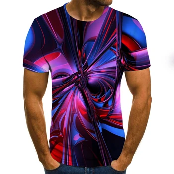 2020 nou casual pentru bărbați T-shirt de moda de vară cu mânecă scurtă 3D rotund gât topuri model vizual tricou supradimensionat de sex masculin T-shirt 0