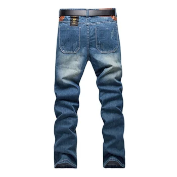 2021 Barbati Slim Fit Jeans Primavara Toamna Retro Albastru Întindere de Moda Buzunare Desinger Bărbați Moda Casaul Om Blugi Brand HOWDFEO