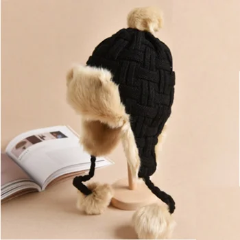 2021 Iarna Bomber Pălării De Blană Earflap Hat Pentru Femei De Iarnă Caldă Îngroșat Windproof Ureche Căști De Protecție Coreean Lână Tricotate Pălărie