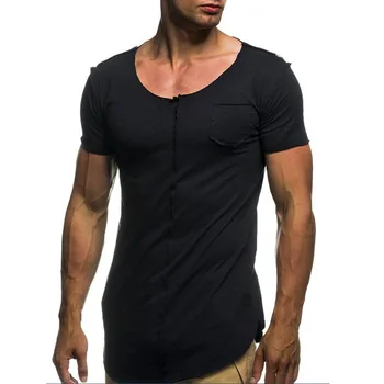 6924-Vara noi bărbați tricouri culoare solidă 73 casual cu mâneci scurte moda