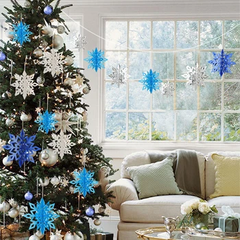 6Pcs 4D Gol Agățat Fulg de nea Crăciun Decoratiuni Acasă de Crăciun Ornament pentru Pomul de Iarnă Elsa Petrecere de Decor Fals Zăpadă Ghirlanda Navidad