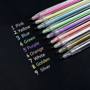 9 Culori Metalice, Linii de Artă Markeri de Linie Pen Papetărie Blcak de Artă de Hârtie de Desen, Stilouri, pentru Caligrafie Litere Scrapbooking