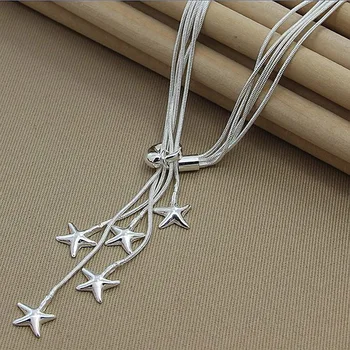 925 Coliere Bijuterii Romantic Stea Lanțuri Colier Pentru Femei Placate Cu Argint Bijuterii Cadouri De Ziua Mamei