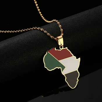 African Original Sudan Pandantiv Coliere Sudan Harta Bijuterii Din Oțel Inoxidabil Africane Hartă