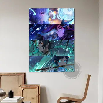 Anime Genshin Impact ochii Canvas Decor Printuri de Poze Poster Home Decor camera de zi Dormitor Pictura Arta