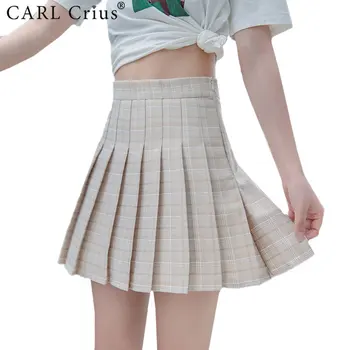CARL Crius Femei de Moda Fusta Stil Preppy Fuste Carouri cu Talie Înaltă Chic Student Cutat SkirtUniforms Doamnelor Dans Fete Fuste