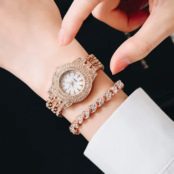 Ceas de moda Pentru Femeile Cu Ceas cu Diamante Set Top Brand de Lux Doamnelor Rochie Casual pentru Femei Brățară de Cristal Ceasuri Reloj Mujer