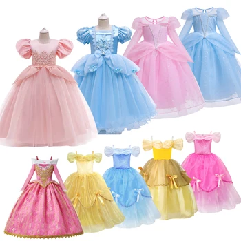Cenusareasa Cosplay Costum Copii Deluxe Rochie De Bal Elsa, Belle, Aurora Printesa Rochii Elegante De Crăciun De Nunta Rochie De Seara 4-11
