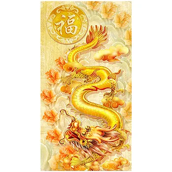 Diamant Pictura Chineză Dragon Și Phoenix figura 5D DIY Diamant Broderie de Aur Dragon Rotund Stras Mozaic LY865