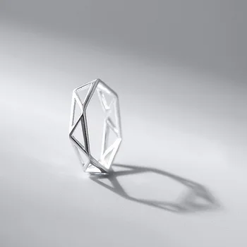 Exagerat de Personalitate de Argint de Culoare Geometrice Inele pentru Femei Reglabil Dimensiune Hexagon Inele de Nunta de Moda Bijuterii