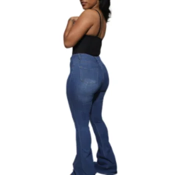 Femei blugi stretch talie mijlocie denim micro pantaloni evazate elasticitatea monofazate culoare hip lift slim pant sexy 2021 Nou Plus dimensiune