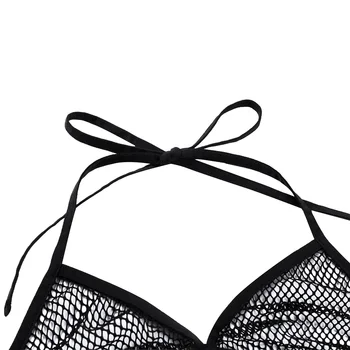 Femei Erotice, Lenjerie Sexy Set Lenjerie Erotic Transparent Plasa Vedea-prin Mini Bikini Sutien Top cu Micro G-siruri de caractere Tanga 3