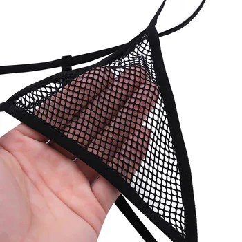 Femei Erotice, Lenjerie Sexy Set Lenjerie Erotic Transparent Plasa Vedea-prin Mini Bikini Sutien Top cu Micro G-siruri de caractere Tanga 5