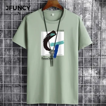 JFUNCY 2021 Vara tricouri din Bumbac Plus Dimensiune Vrac Om Tricou Maneca Scurta Respirabil Supradimensionat Tricou Barbati Harajuku Teuri de Sus