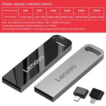 Lenovo U Disc USB3.0 Metal Unitate Flash USB de 128GB, 256GB 64GB Viteza Mare X5000M Pendrive pentru SmartPhone/Tableta/PC 32GB 16GB 0