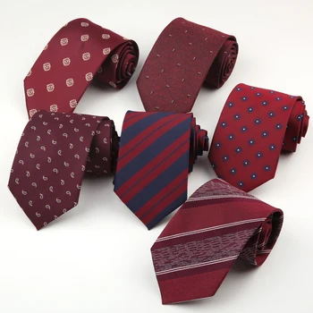 Linbaiway 2022 Vin Roșu Cravate pentru Barbati Poliester Rochie Formale Gravata Corbatas Legături de Gât Petrecere de Nunta Casual Papion Cravată
