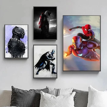 Marvel Panza Avengers Batman, Captain America, Iron Man Canvas Postere Desene animate Picturi Panza Spiderman Arta de Perete pentru Camera de zi