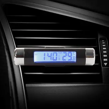 Masina Digital LCD Ceas de Afișare a Temperaturii Termometru Auto Ceas Electronic cu Termometru LED Backlight Accesorii Auto 2 in 1 4