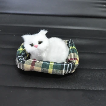 Masina Ornament de Pluș Simulare Mini-cuib Cat de Decorare pentru Copii Jucărie Drăguț Pisoi Auto Interior tablou de Bord Decor Accesorii Cadou