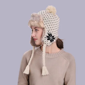 MingJieBiHuo în aer liber, toamna și iarna moda noua gros de cald Simplu sălbatice drăguț pălărie tricot femei fete Bombardier Pălării
