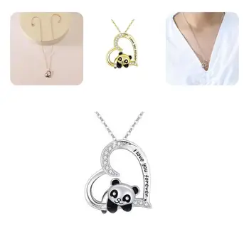 Model de Panda Drăguț, Te Iubesc pentru Totdeauna Bijuterii Animal Colier Mare lustruit pentru Fiica