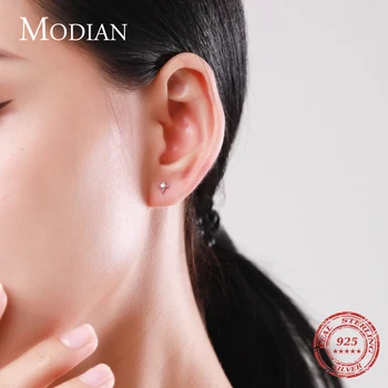 Modian Noua Moda Asimetrie Ureche Studs Argint 925 Scrisoare FERICIT Ciucure Lung Stud Earrrings Pentru Femei Bijuterii Fine