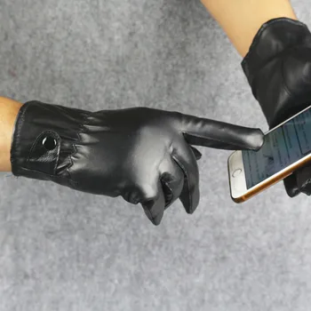 Mănuși de iarnă pentru Bărbați, Femei de Lux din Piele PU Cașmir Cald Mănuși de Conducere Black Touch Ecran Mănuși Impermeabile în aer liber Mănuși cu un deget 0