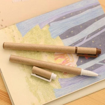 Noi 20 Buc/lot Hârtie Kraft Pen Mediu Prietenos Hârtie Reciclată Minge Punct Stilou cu Ridicata Scris Școală Birou Pixuri 5