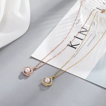 Noi 2021 Planeta Colier de Perle Geometrice Scurt Pandantiv Clavicula Lanț Colier pentru Femei Inoxidabil Ornament femei bijuterii set
