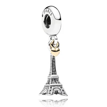 Original De Epocă Romană Colosseum Paris Eiffel Tower Pendant Șirag De Mărgele Se Potrivesc Europa Bratara Argint 925 Bijuterii Farmec