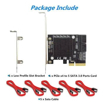 PCIE pentru a 5-Port SATA III 6 Gbps SATA Controller Card de Expansiune Șasiu de Calculator Adaptor Card JMB585 cu 5 Cabluri