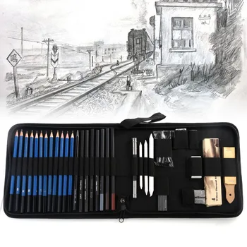 Profesionale Art Creion Set 40 buc Grafit Creioane Schita Set Desen Complet Kit-ul Include Carbune Pastel cu Fermoar Transporta Caz