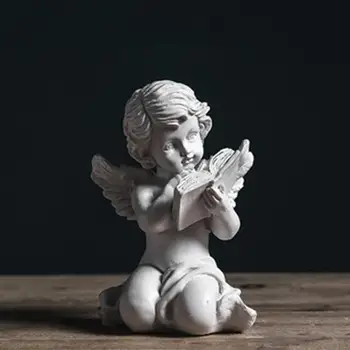 Rasina Figura Drăguț Europene Retro Flower Fairy Ornamente Carte de Lectură Înger cu Aripi de Gradina Statuia Rășină Înger Figurine