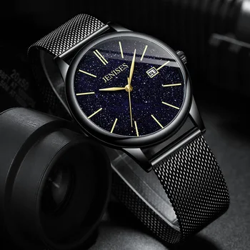 Relojes Masculino Moda Mens Negru Ceasuri De Lux Din Oțel Inoxidabil Plasă Band Analog Cuarț Ceas De Mână Pentru Bărbați Business Casual Ceas