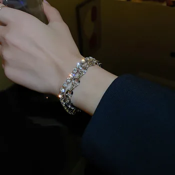 Ropuhov 2021 Noua Femeie coreean Diamant Încrustat Dublu-strat Brățară Brățară de Metal de Înaltă calitate de Mână Decor Cadou de Crăciun