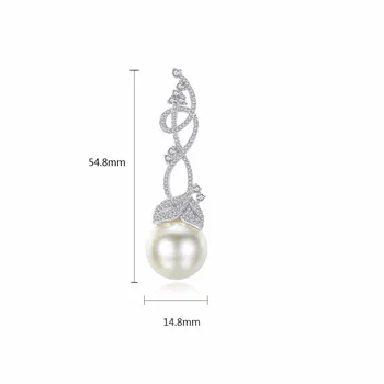 SINZRY micro pavate cubic zircon floare picătură cercei mediu imitație de perle elegante de nunta mireasa cercei pentru femei