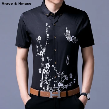 Stil chinezesc flori și păsări model de imprimare de moda subțire cămașă bărbați Summer new sosire din bumbac de calitate, cu maneci scurte barbati tricou