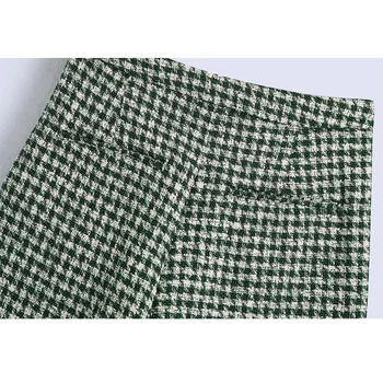 TRAF Za Verde de Semnalizare Pantaloni Femeie Texturate Office Pantaloni Femei Talie Mare Drept Femeie Pantaloni Toamna anului 2021 Epocă Pantaloni Femei