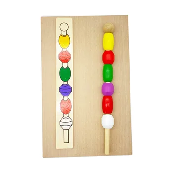 Treeyear Montessori pentru Copii Jucarii Educative din Lemn Colorat Forma de Stick ștrasuri din Mărgele Jucarii si Cadouri pentru Copii 0