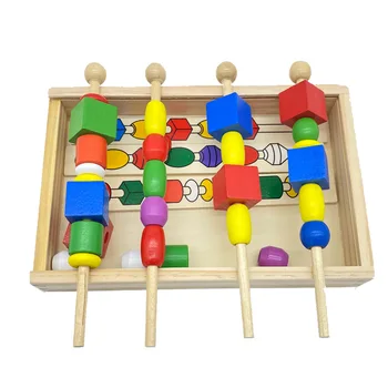 Treeyear Montessori pentru Copii Jucarii Educative din Lemn Colorat Forma de Stick ștrasuri din Mărgele Jucarii si Cadouri pentru Copii 5